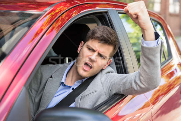 Angry Man Sitting Inside Car Stock photo © AndreyPopov