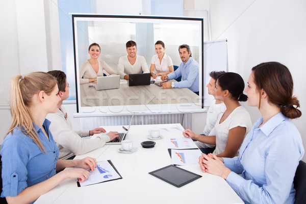 Stock photo: Businesspeople Attending Video Conference