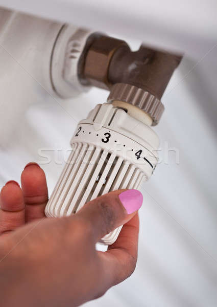 Kadın termostat görüntü el kız kadın Stok fotoğraf © AndreyPopov
