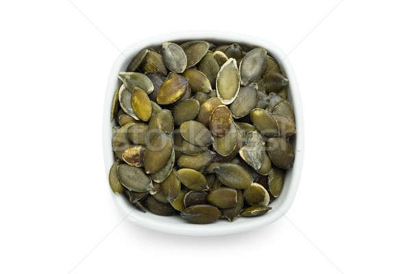 Stock photo: Roasted Pumpkin Seeds In White Bowl