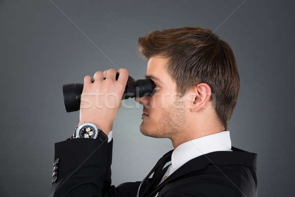 側面図 ビジネスマン 見える 双眼鏡 小さな グレー ストックフォト © AndreyPopov