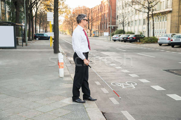 Blind Mann Straße Porträt reifer Mann halten Stock foto © AndreyPopov