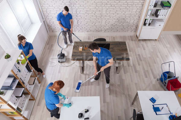 Elevated View Of Janitors Cleaning The Office Stock photo © AndreyPopov