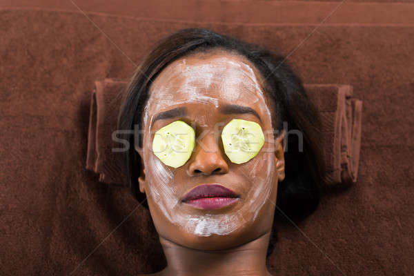 [[stock_photo]]: Femme · masque · spa · africaine · visage