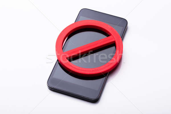 Piros nem felirat mobiltelefon kilátás fehér Stock fotó © AndreyPopov