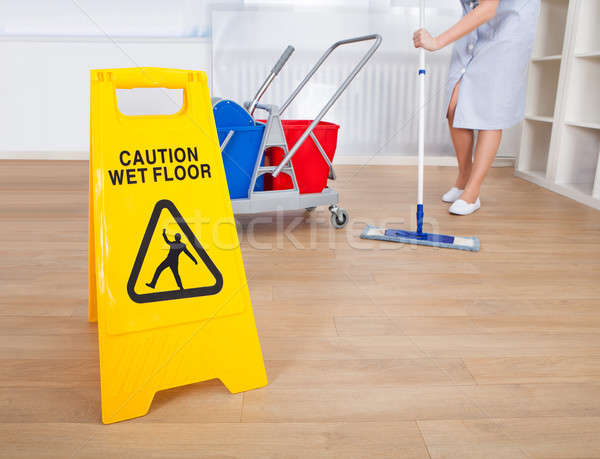 Female Sweeper Cleaning Floor Stock photo © AndreyPopov
