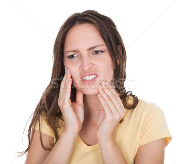 Durere de dinti alb fată Imagine de stoc © AndreyPopov