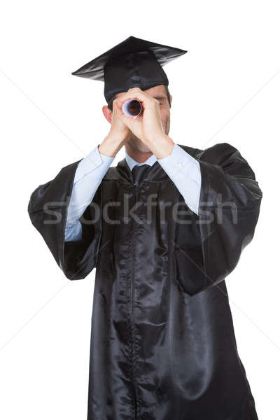 Stockfoto: Afgestudeerde · student · naar · toekomst · portret · gelukkig