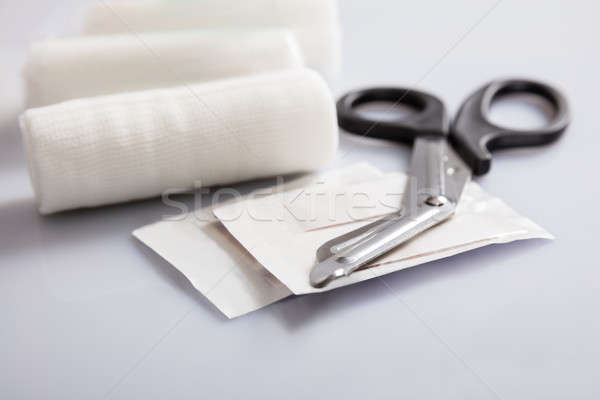Medical Bandage Rolls And Scissor Stock photo © AndreyPopov