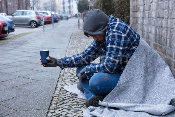 乞丐 一次性 杯 手 商業照片 © AndreyPopov