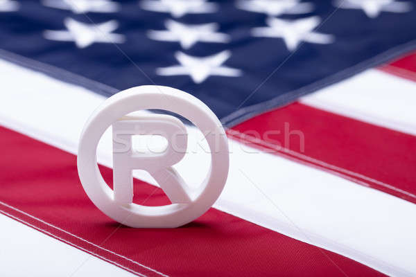 Branco registrado marca registrada assinar bandeira americana projeto Foto stock © AndreyPopov