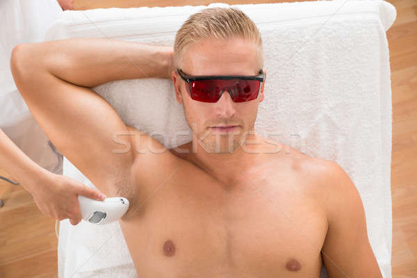 Stock foto: Mann · Laser · Epilation · Behandlung · junger · Mann