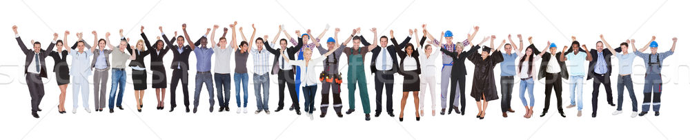 Stock photo: Excited People With Different Occupations Celebrating Success