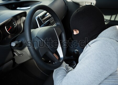 Dief schroevendraaier auto zijaanzicht masker wiel Stockfoto © AndreyPopov