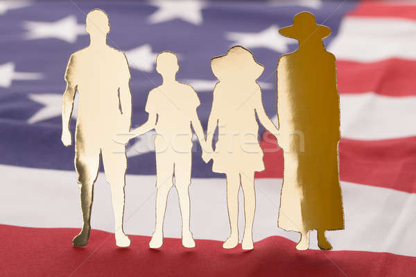 Family Paper Cutout On Us Flag Stock photo © AndreyPopov