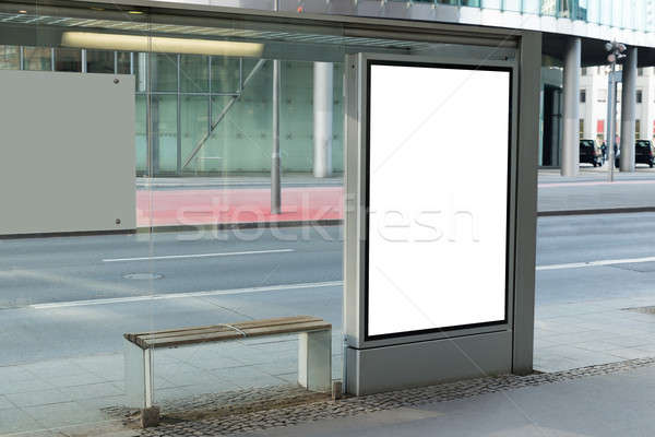 Stock foto: Billboard · Bushaltestelle · Werbung · Stadt · Straße · Straße