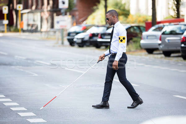 Niewidomych człowiek spaceru Stick młodych Zdjęcia stock © AndreyPopov