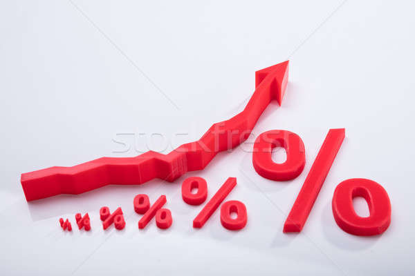 Primer plano porcentaje símbolo rojo blanco Foto stock © AndreyPopov