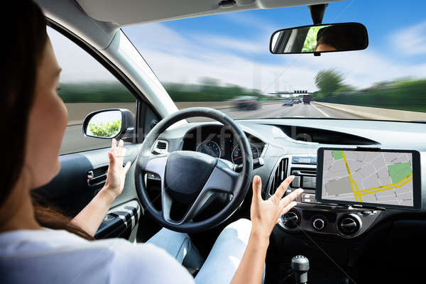 Woman Traveling By Self Driving Car Stock photo © AndreyPopov