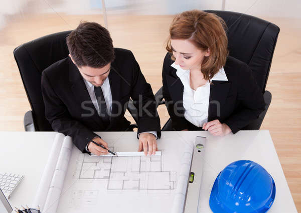 Stockfoto: Portret · twee · oprecht · werken · kantoor · business