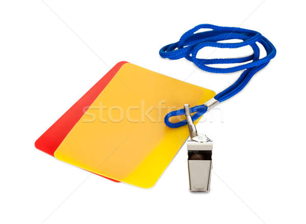 Soccer ball, whistle and cards Stock photo © AndreyPopov