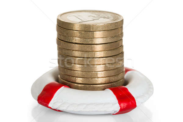 Stack Of Coins With Lifebelt Stock photo © AndreyPopov