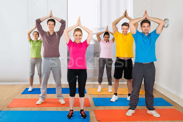 Groupe de gens yoga permanent exercice femme [[stock_photo]] © AndreyPopov
