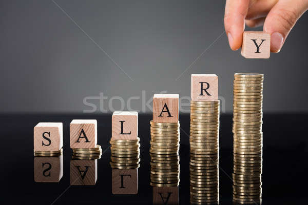 Person Inserting Block Letter On Stacked Coins Stock photo © AndreyPopov
