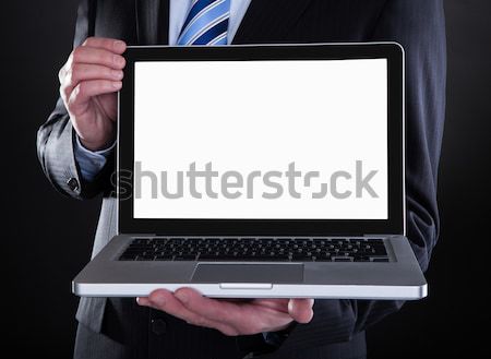 Happy Mature Businessman Showing Laptop Stock photo © AndreyPopov