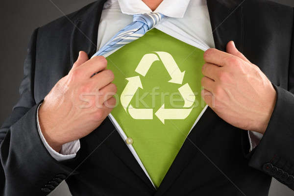 Empresario reciclado símbolo camisa primer plano Foto stock © AndreyPopov