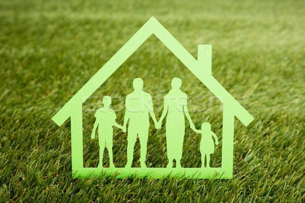 Papercut Of Family House On Grass Stock photo © AndreyPopov