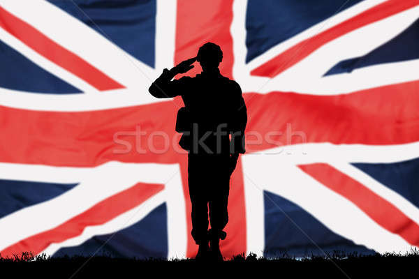 Solider Silhouette With British Flag Stock photo © AndreyPopov
