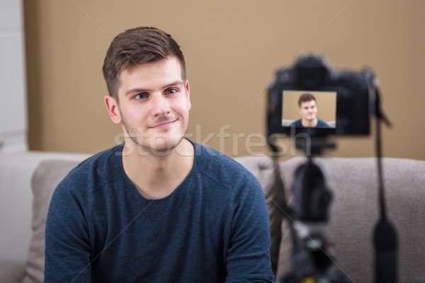 Blogger Recording Video With Camera Stock photo © AndreyPopov