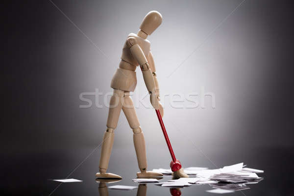 Wooden Dummy Figure Cleaning Floor Stock photo © AndreyPopov