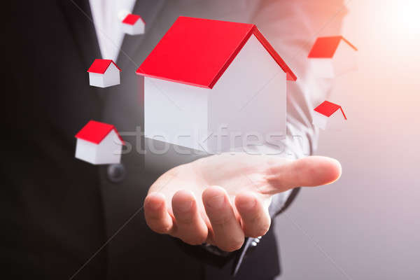 House Models Floating In Mid-air Over Businessperson's Hand Stock photo © AndreyPopov