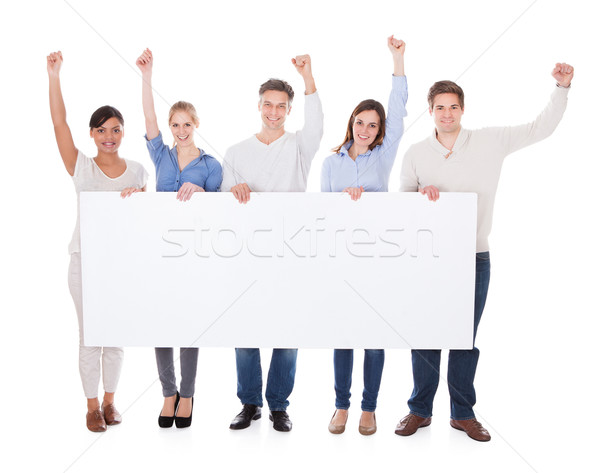 Group Of People With Billboard Raising Hand Stock photo © AndreyPopov