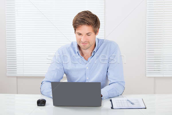 бизнесмен используя ноутбук служба взрослый столе компьютер Сток-фото © AndreyPopov