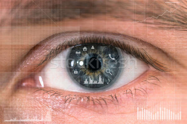 Kommunikáció üzlet ikonok emberi retina közelkép Stock fotó © AndreyPopov