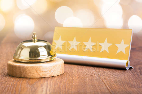 Service Bell Near Five Star Shape Card Stock photo © AndreyPopov