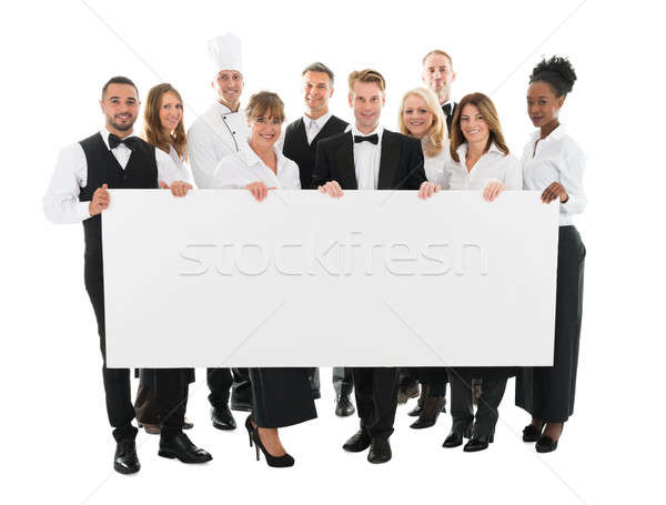 Stockfoto: Restaurant · personeel · billboard · portret · witte
