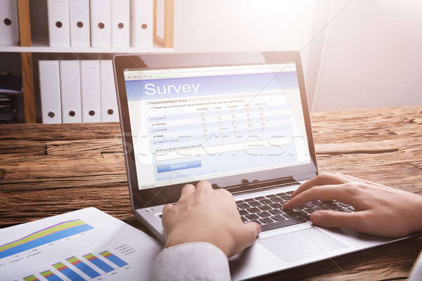Stock photo: Businessperson Filling Online Survey Form On Laptop