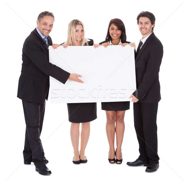 Stockfoto: Groep · gelukkig · business · collega's · billboard