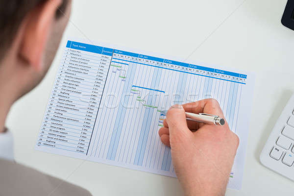 Businessman With Gantt Diagram Stock photo © AndreyPopov