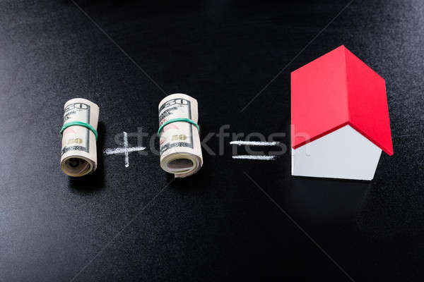 Geld Gleichung Tafel gerollt Dollar Banknoten Stock foto © AndreyPopov