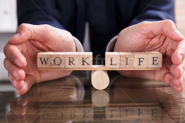 Stockfoto: Evenwicht · leven · werk · wip · hand