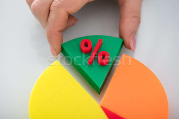Hand Taking Piece Of Pie Chart With Percentage Symbol Stock photo © AndreyPopov