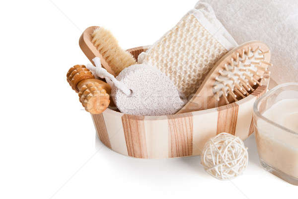 Stockfoto: Bad · spa · massage · uitrusting · geïsoleerd · witte