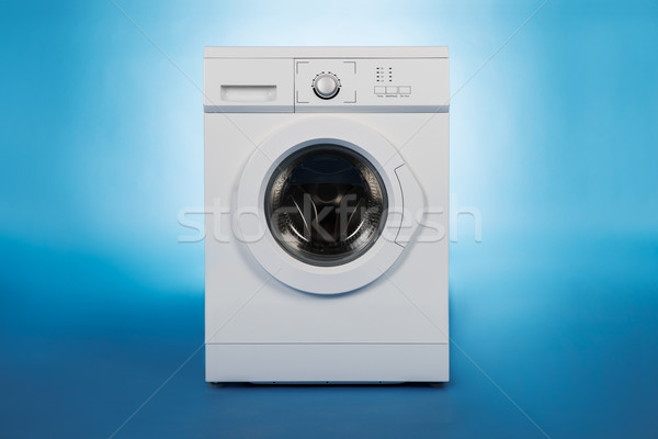 Wasmachine Blauw witte geïsoleerd technologie machine Stockfoto © AndreyPopov