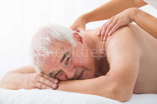 [[stock_photo]]: Homme · Retour · massage · supérieurs · spa