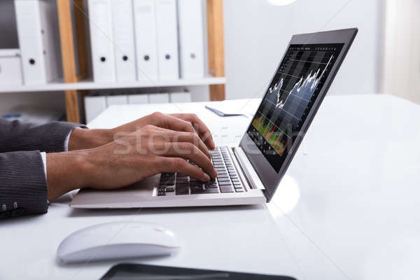 Businessperson Analyzing Financial Graph On Laptop Stock photo © AndreyPopov